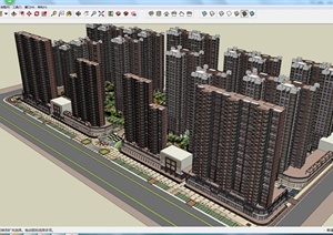 某居住区高层住宅建筑设计SU(草图大师)模型参考