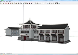 某现代中式建筑居住房SU(草图大师)模型素材