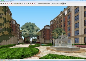 某联排住宅小区住宅建筑景观设计SU(草图大师)模型