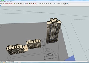 三栋住宅楼建筑设计SU(草图大师)模型1