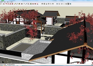 某现代中式住宅建筑设计方案SU(草图大师)模型3