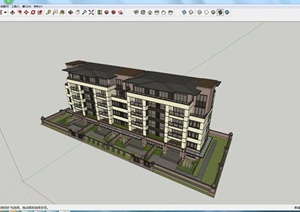 某双拼住宅建筑设计SU(草图大师)模型2