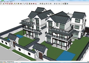 某中式住宅建筑设计SU(草图大师)模型2