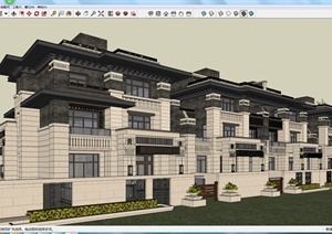 某新古典联排别墅设计建筑SU(草图大师)模型