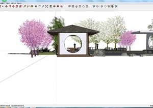 园林景观之景点景观亭、景桥设计SU(草图大师)模型
