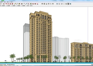 三栋多层高层住宅楼建筑设计SU(草图大师)模型