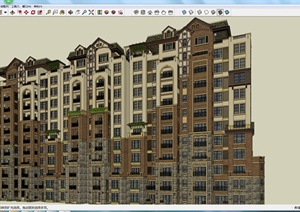 某简欧12层住宅楼建筑设计SU(草图大师)模型