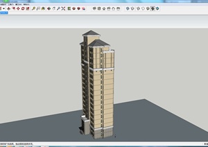 某简欧高层住宅建筑设计方案SU(草图大师)模型1