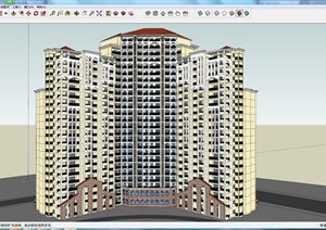 某现代高层居住建筑商住房SU(草图大师)模型素材