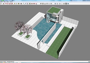 某现代住宅建筑设计方案SU(草图大师)模型（含游泳池）