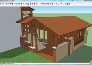 某木制结构住宅建筑SU(草图大师)模型
