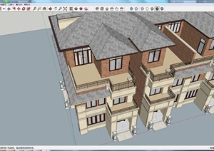某地欧式风格住宅建筑设计方案SU(草图大师)模型1