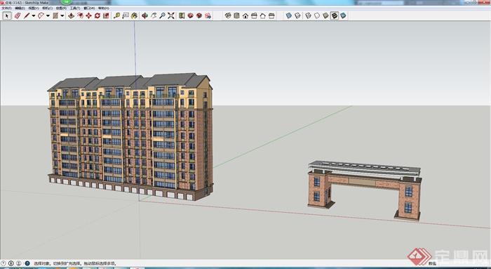 某欧式住宅楼建筑设计SU模型