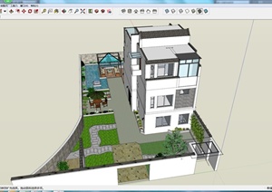 某现代风格独栋别墅住宅设计SU(草图大师)模型