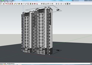 某居住区现代风格高层住宅建筑SU(草图大师)模型图