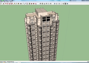 独栋高层住宅设计建筑设计SU(草图大师)模型