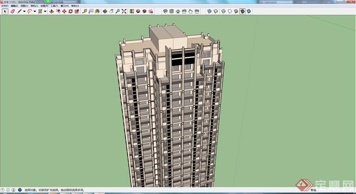 独栋高层住宅设计建筑设计SU模型