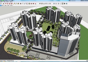 某现代住宅商业办公综合建筑SU(草图大师)模型