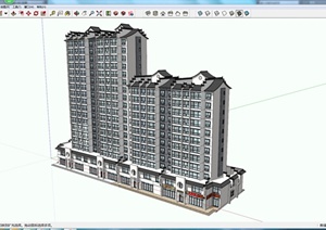 某新中式商住建筑设计SU(草图大师)模型