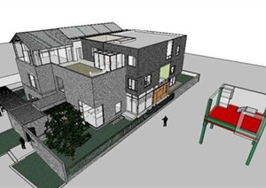 某地现代住宅建筑设计方案SU(草图大师)模型7
