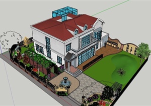 某别墅及庭院规划设计SU(草图大师)模型