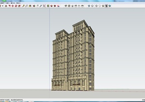 某高层双拼住宅楼建筑设计SU(草图大师)模型