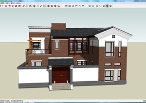 现代中式独栋住宅建筑SU(草图大师)模型