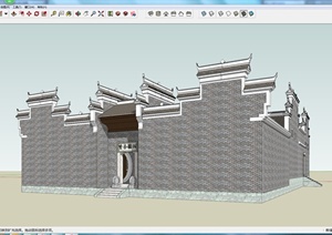 某古典中式住宅建筑设计SU(草图大师)模型1