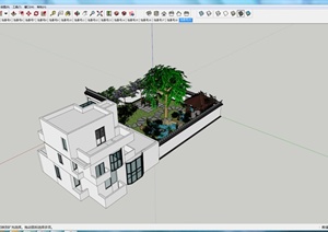 某住宅建筑和庭院设计SU(草图大师)模型
