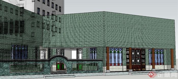 某现代中式酒店商铺住宅建筑设计SU模型(3)
