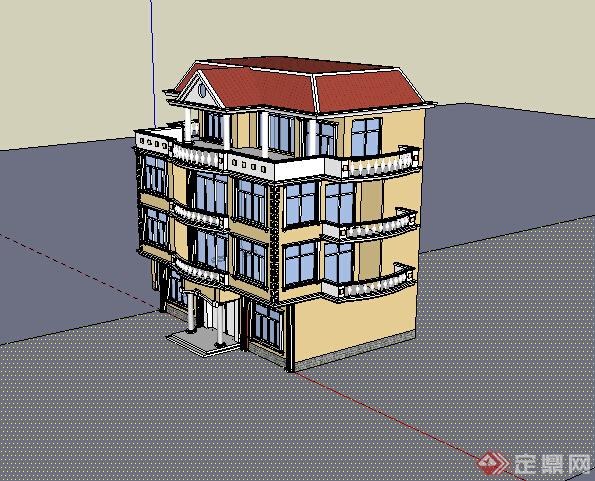 某独栋别墅建筑设计SU模型素材(2)