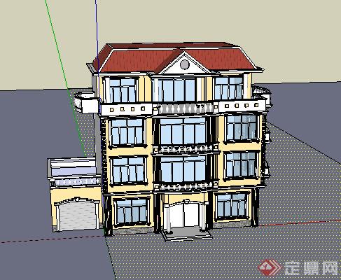 某独栋别墅建筑设计SU模型素材(3)