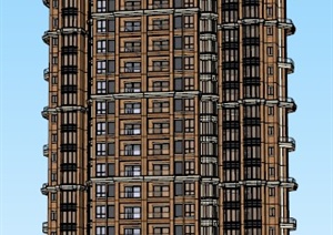 某独栋英伦高层住宅建筑设计SU(草图大师)模型