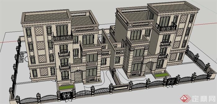 某新古典别墅设计建筑设计SU模型(3)