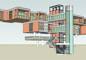 某现代会所建筑设计方案SU(草图大师)模型1