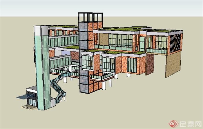 某现代会所建筑设计方案SU模型1(2)