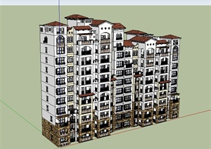 某地区一现代中式风格住宅建筑SU(草图大师)模型