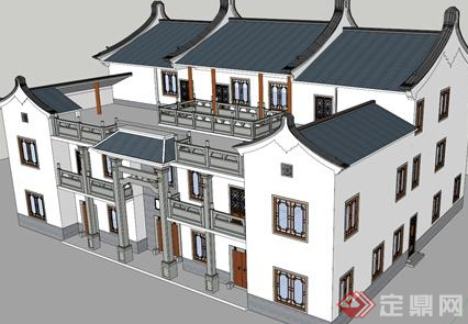 某古典中式民居居住建筑SU模型素材(2)