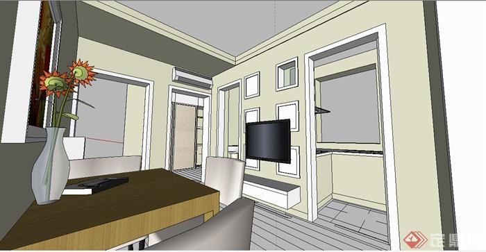 某住宅设计室内装饰方案设计su模型(2)