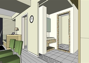 某住宅空间设计室内装饰方案设计SU(草图大师)模型素材