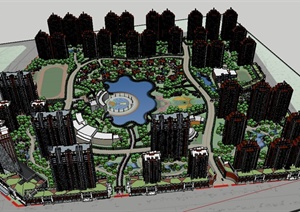 某住宅小区整体规划设计SU(草图大师)模型1