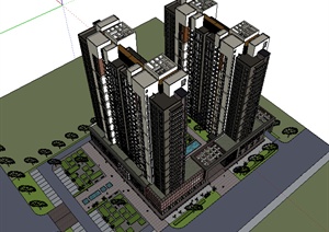某一居住区住宅建筑SU(草图大师)模型参考
