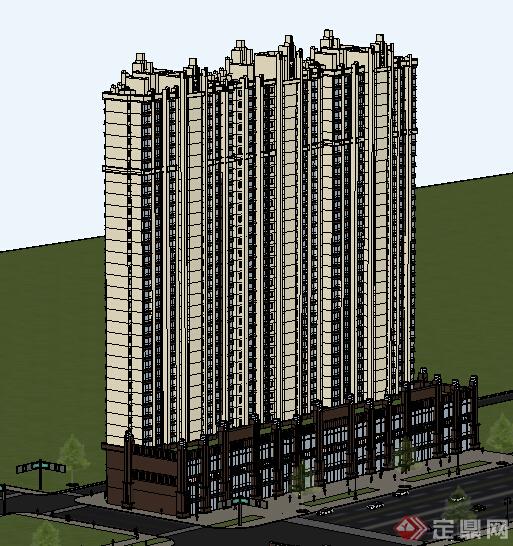 某地区一大型现代风格商业建筑su模型(2)