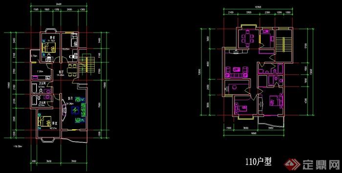 多个住宅建筑设计户型平面图2(1)