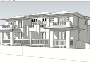 某简欧风格居住别墅设计SU(草图大师)模型素材