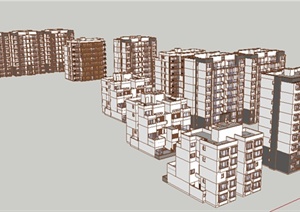 某地区居住小区住宅建筑SU(草图大师)模型图