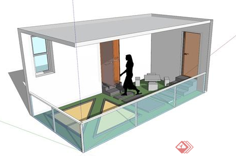 某现代单层居住建筑SU模型素材参考(2)