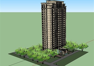北方某市一高层住宅建筑SU(草图大师)模型