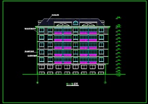某地欧式风格多层住宅建筑设计施工图图（dwg格式）