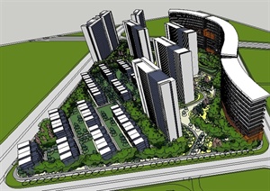 某大型商务中心建筑规划设计SU(草图大师)模型